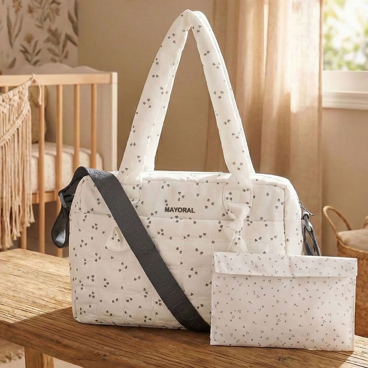 White & Grey Waterproof Baby Changing Bag, 1, hi-res