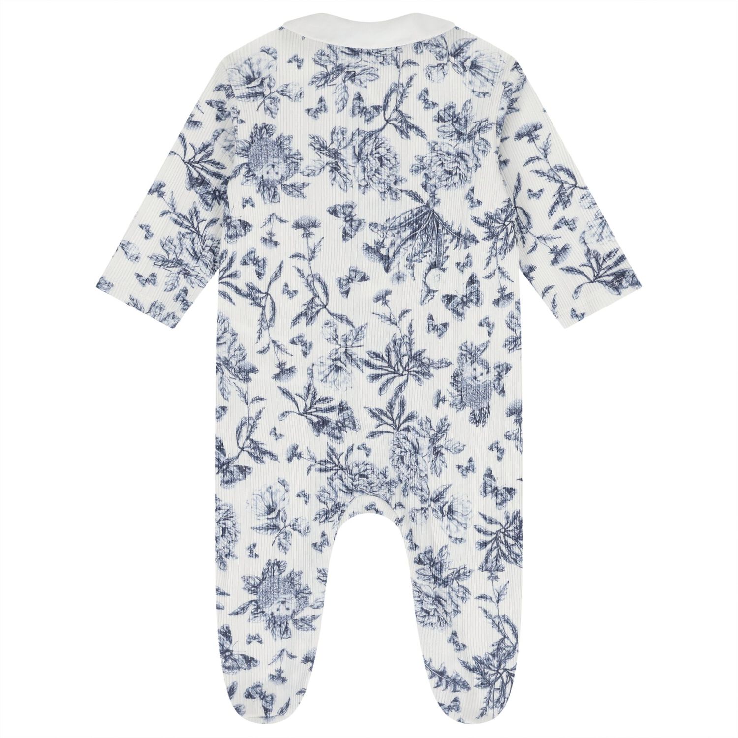 Baby Boys Ivory & Navy Blue Toile De Jouy Babygrow Gift Set, 1, hi-res