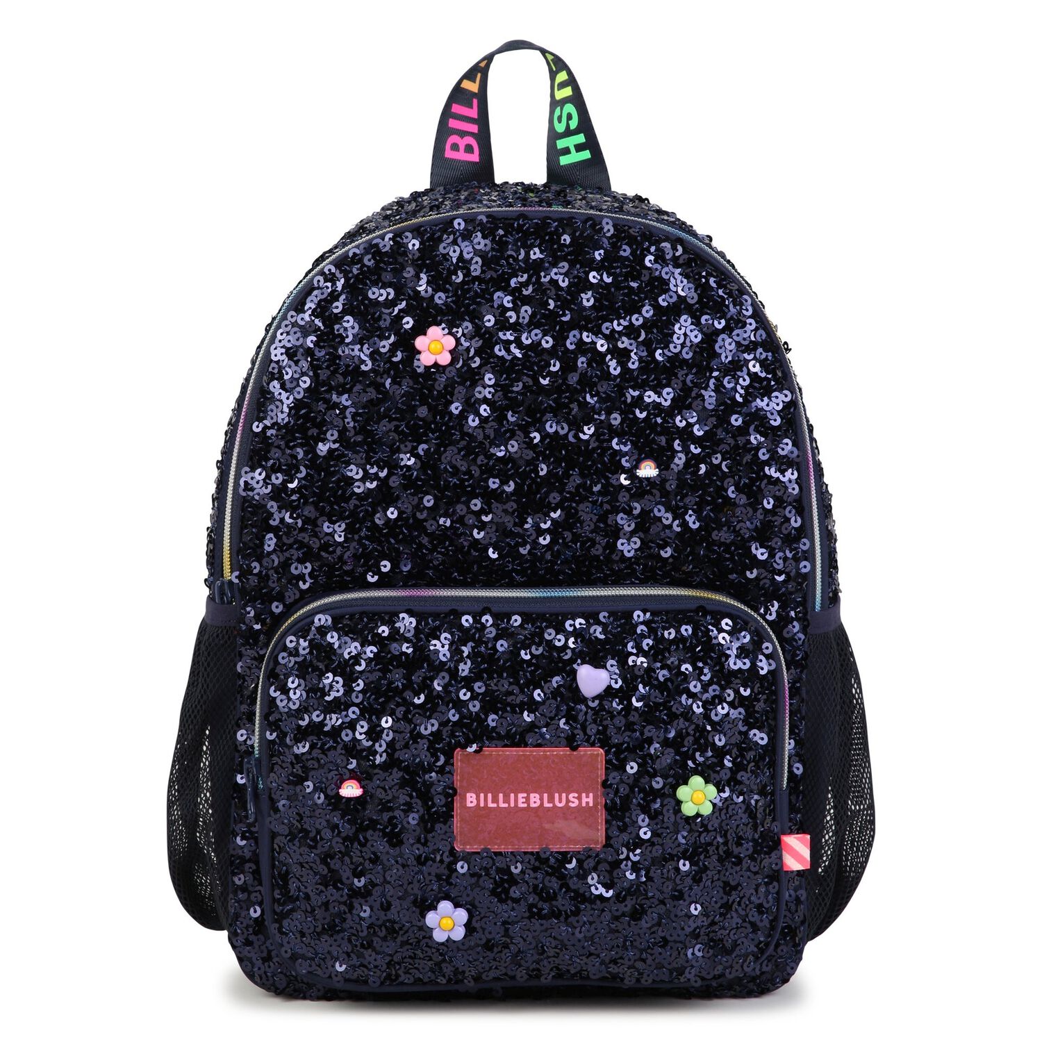 Girls Navy Blue Embellished Backpack ( 35cm ), 1, hi-res