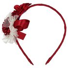 Girls Red & Ivory Flower Headband, 3, hi-res