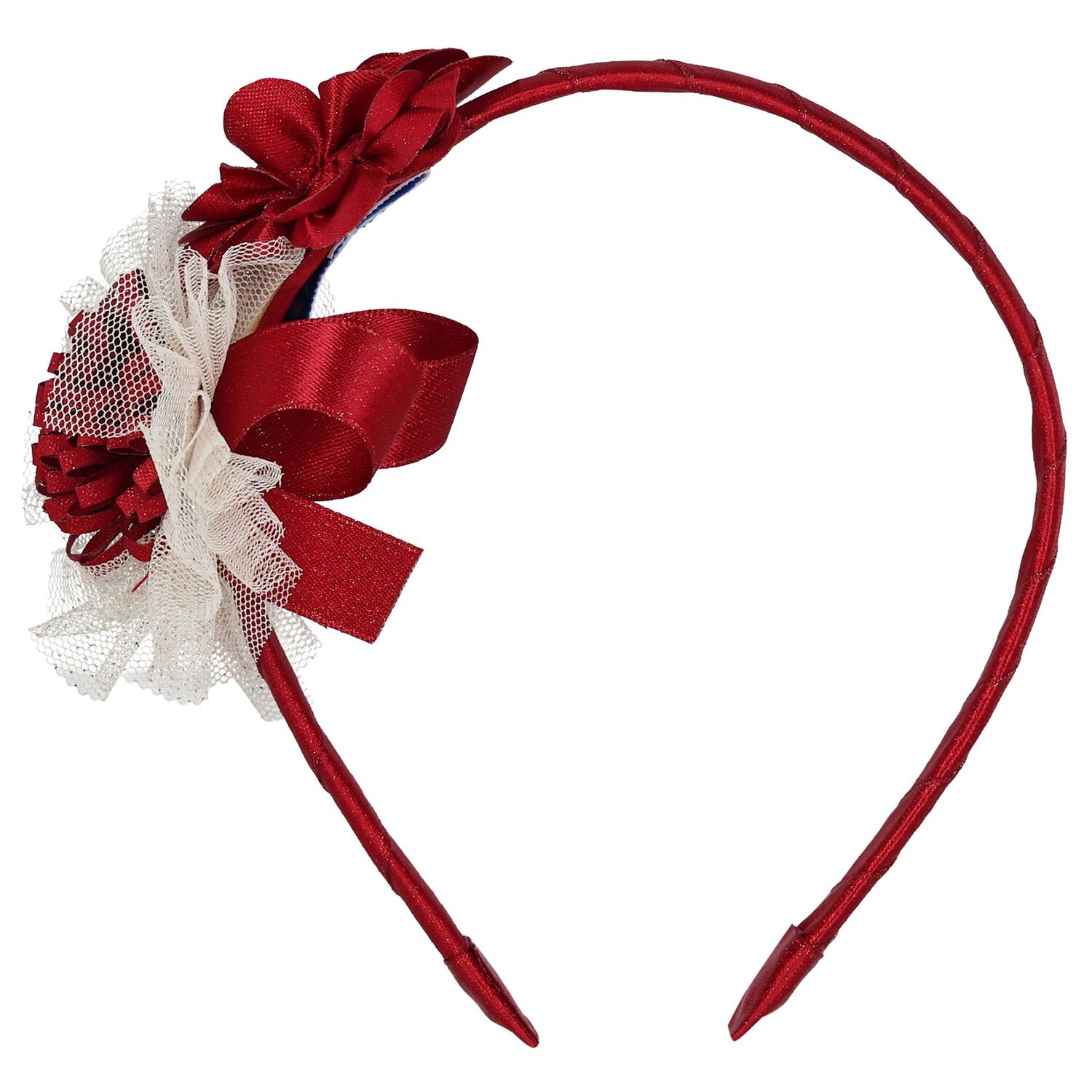 Girls Red & Ivory Flower Headband, 3, hi-res