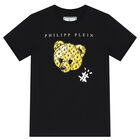 تيشيرت أولاد بالشعار باللون الأسود, 1, hi-res