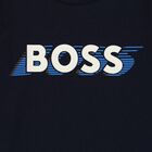 توب أولاد بأكمام بالشعار باللون الكحلي, 1, hi-res