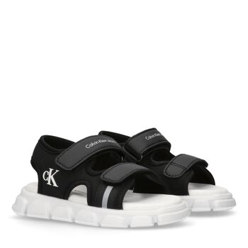 Boys Black & White Logo Sandals