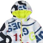 جاكيت أولاد مبطن باللونين الأبيض والأزرق للأولاد, 1, hi-res