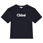 Girls Navy Blue Logo T-Shirt, 2, hi-res