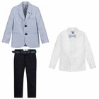 Boys Blue & White Suit Set, 1, hi-res