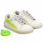 Boys White & Neon Green Trainers, 1, hi-res