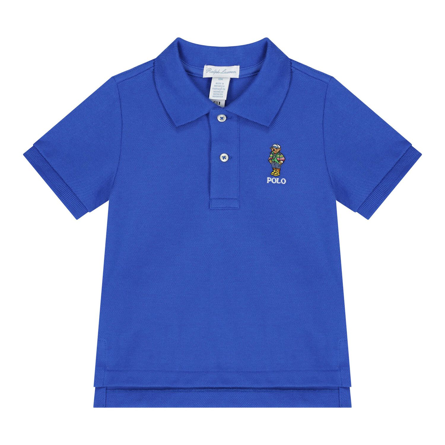 Baby Boys Blue Polo Bear Polo Shirt, 1, hi-res