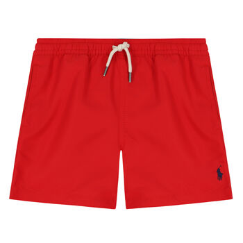 Boys Red Logo Swim Shorts