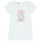 Girls White Teddy Bear T-Shirt, 1, hi-res