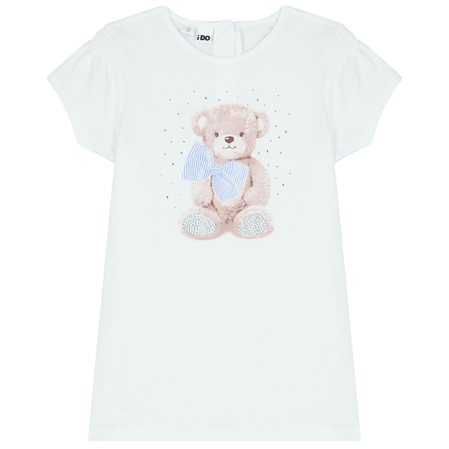 Girls White Teddy Bear T-Shirt, 1, hi-res