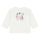 Younger Girls Ivory Floral Logo Long Sleeve Top, 1, hi-res
