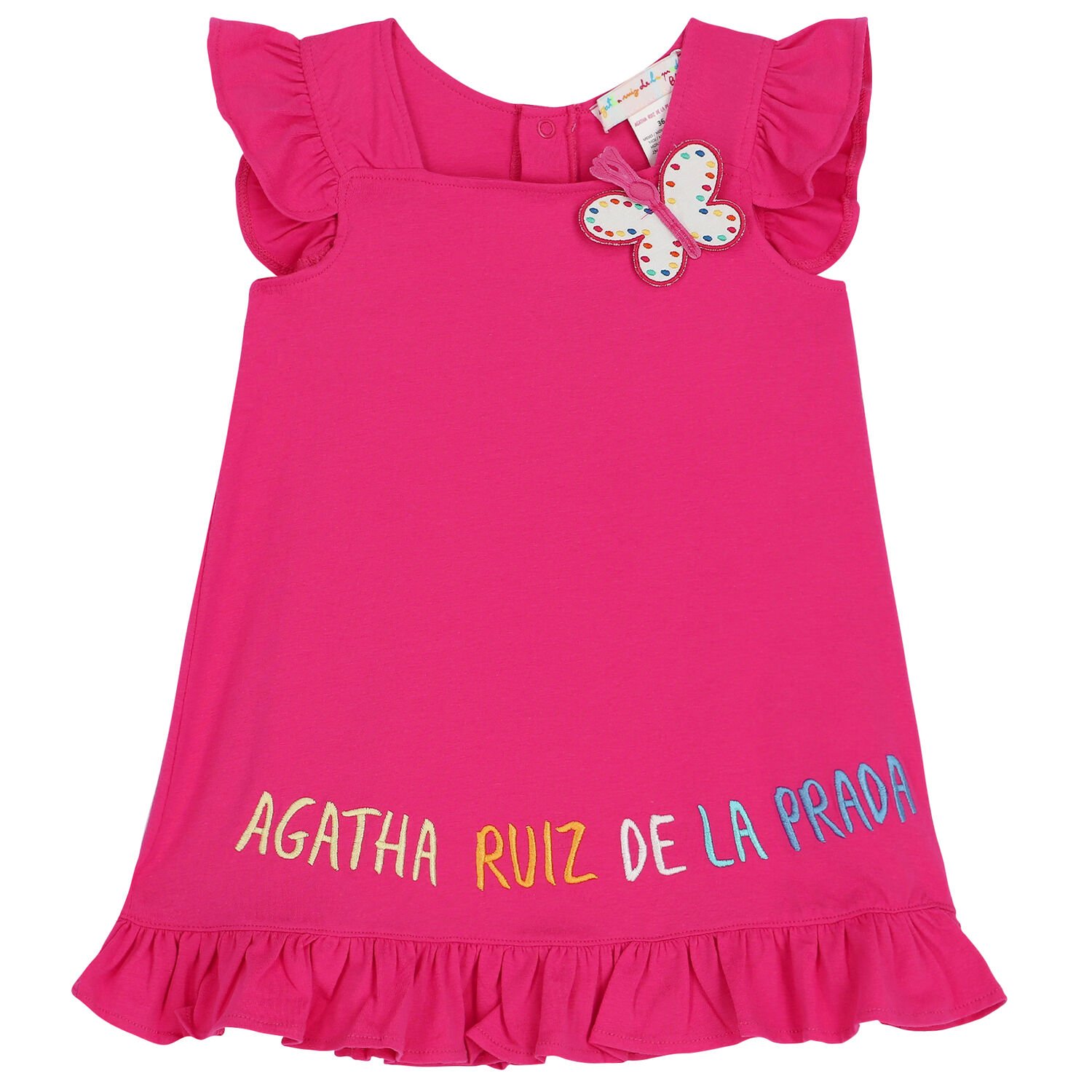 فستان بنات بالشعار باللون الزهري, 1, hi-res