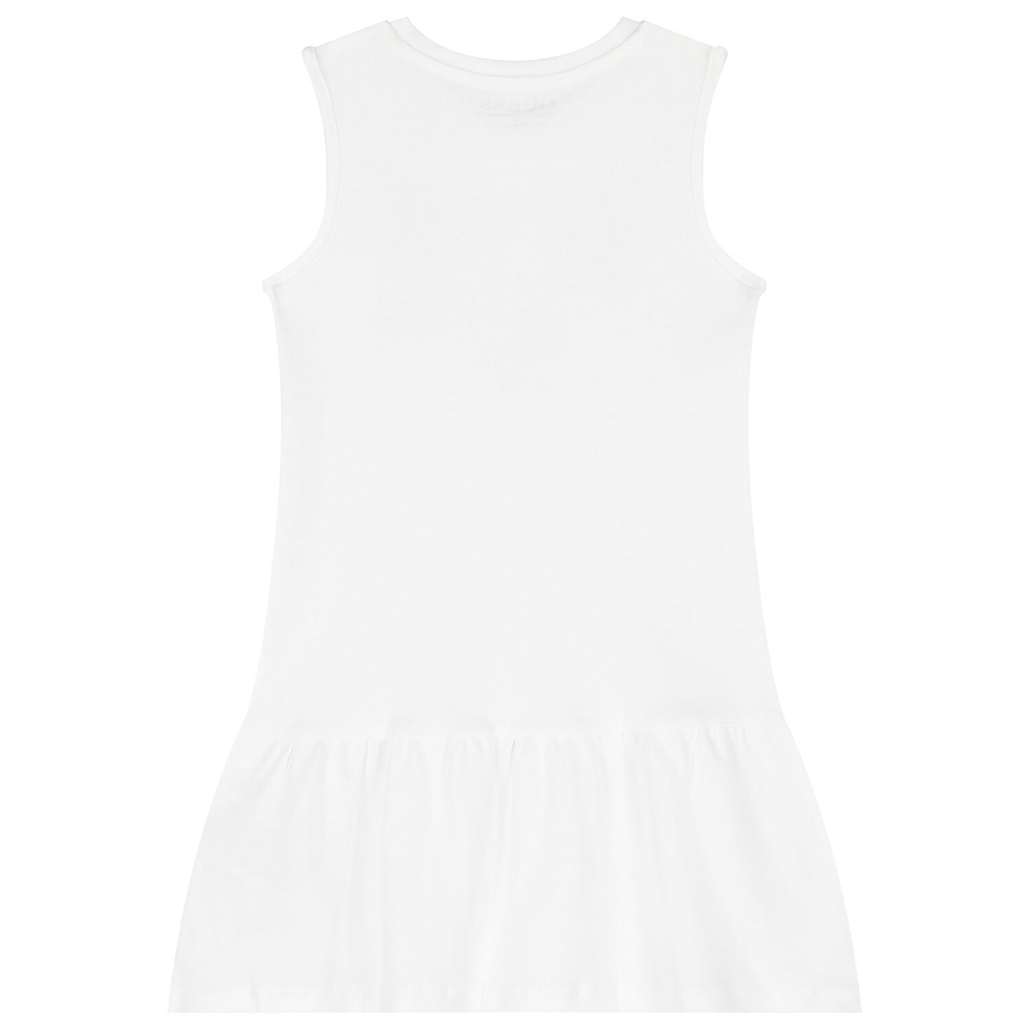 Girls White Cotton Butterfly Logo Dress, 2, hi-res