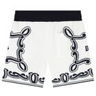 Younger Boys Ivory & Navy Blue Bandana Shorts, 1, hi-res
