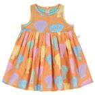 Younger Girls Orange Shell Pleated Dress Set, 1, hi-res