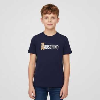Navy Blue Teddy Bear Logo T-Shirt