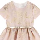 Girls Beige & Gold Rose Dress, 2, hi-res