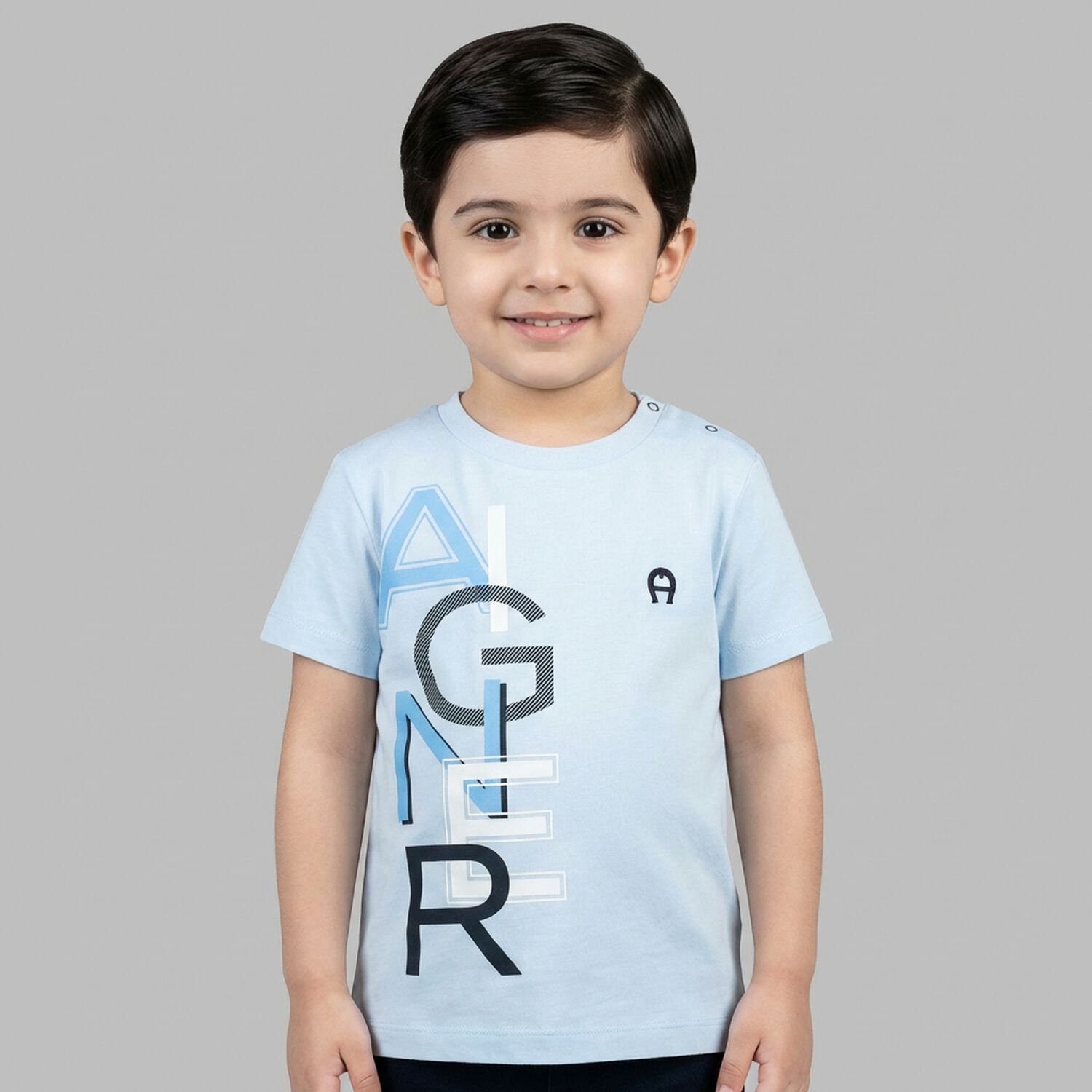 Younger Boys Blue Logo T-Shirt, 2, hi-res
