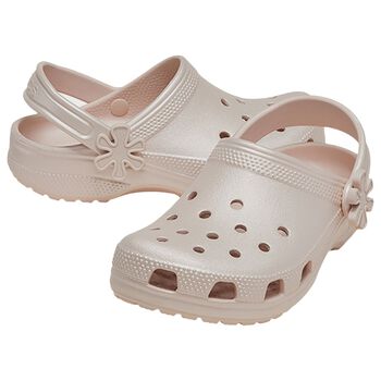Girls Metallic Beige Classic Clogs Sandals 