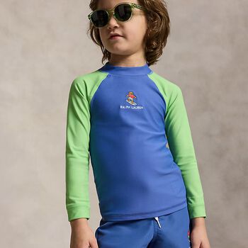 Boys Blue Polo Bear Rash Guard