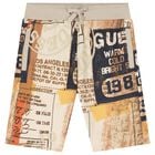 Boys Beige Logo Shorts, 1, hi-res