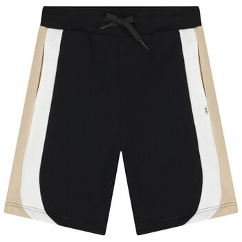 Boys Black Striped Shorts