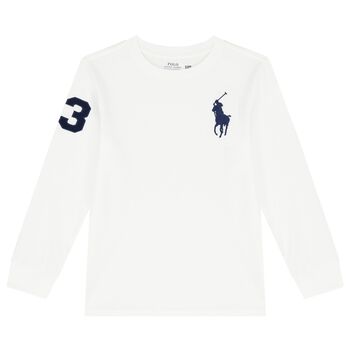 Ralph Lauren Boys White Logo Long Sleeve Top, 1 Boys White Logo Long Sleeve Top