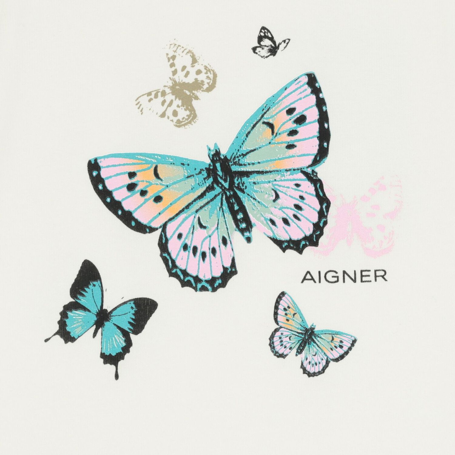 طقم شورتات للبنات  باللون العاجي والأخضر بنقشة الفراشات, 1, hi-res