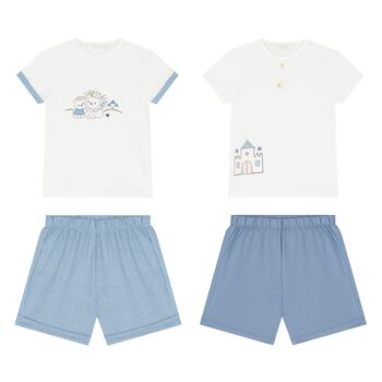 Baby Boys White & Blue Shorts Set ( 2-Pack )