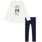 طقم ليغينز مزين بالترتر باللون العاجى والكحلى, 2, hi-res