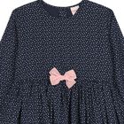 Girls Navy Blue Bow & Dots Dress, 1, hi-res