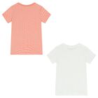 Girls White & Pink Logo T-Shirts ( 2-Pack ), 1, hi-res