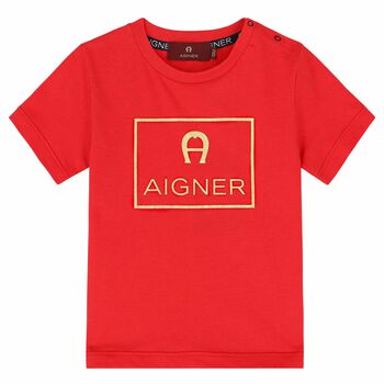 Younger Boys Red & Gold Logo T-Shirt