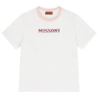 تيشيرت بنات بالشعار باللون الابيض, 1, hi-res