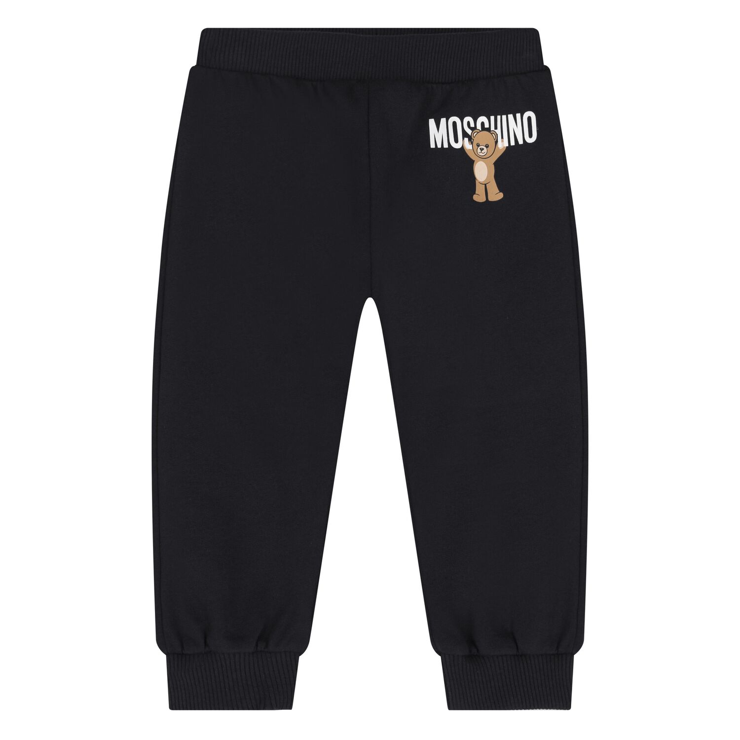 Younger Black Teddy Bear Logo Joggers, 3, hi-res