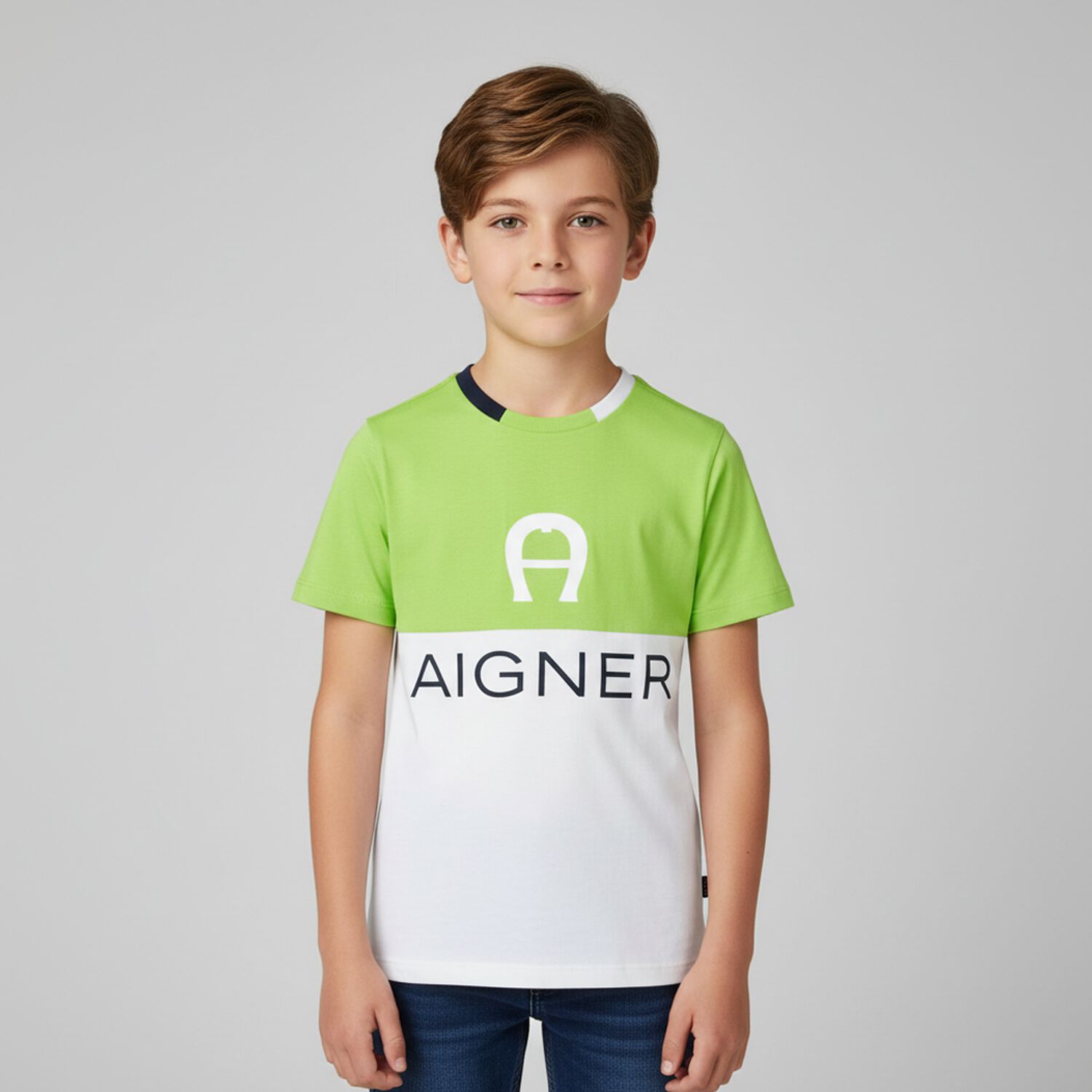 Boys Green & White Logo T-Shirt, 2, hi-res image number null
