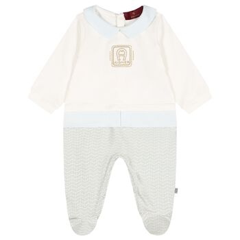 Baby Boys Blue & Gold Logo Babygrow