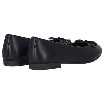 Girls Black Bow Ballerina Shoes