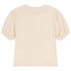 تيشيرت بنات بالشعار بطبعه نمر باللون العاجى , 1, hi-res