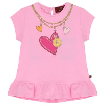 Younger Girls Pink Logo Heart T-Shirt