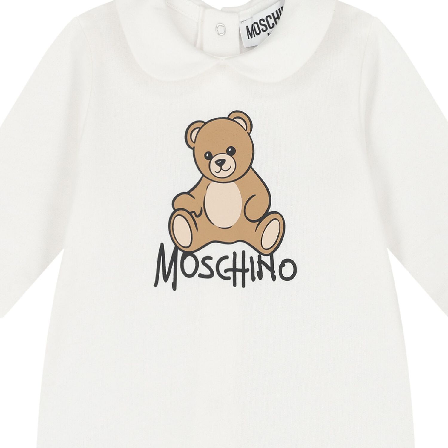 White Teddy Bear Logo Babygrow, 1, hi-res