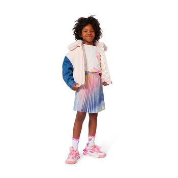Girls Multi-Colured Satin Plissé Skirt