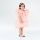 Younger Girls Pink Tiered Tulle Dress, 1, hi-res