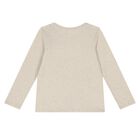 Girls Beige Logo Long Sleeve Top, 1, hi-res