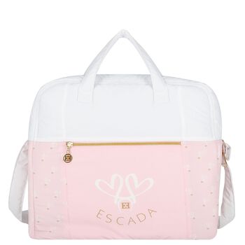 White & Pink Logo Baby Changing Bag
