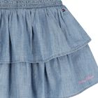 Girls Denim Blue Tiered Skirt, 1, hi-res