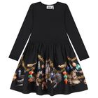 Girls Black Christmas Bauble Dress, 3, hi-res