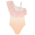 Girls  Beige & Pink Ruffled Swimsuit, 1, hi-res